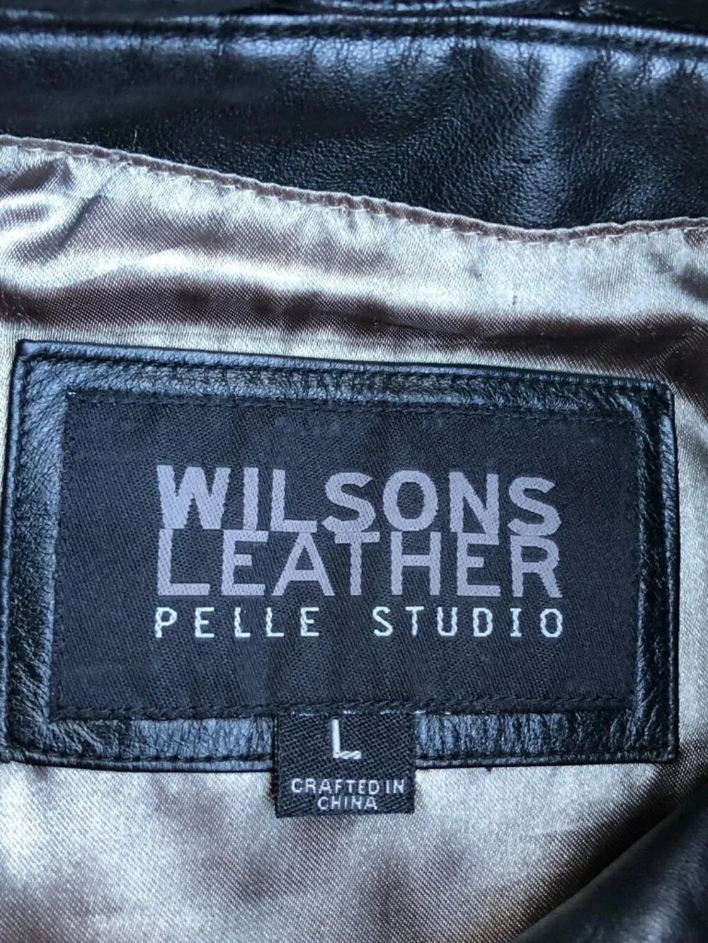 VTG WILSONS LEATHER PELLE STUDIO Leather Jacket Coat Men's LARGE Black Trench